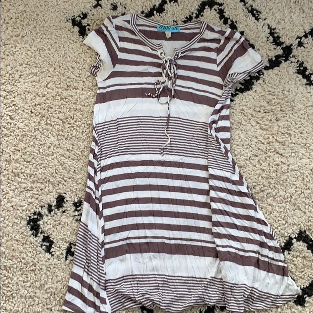 Francesca’s Lace Up Front T Shirt Dress